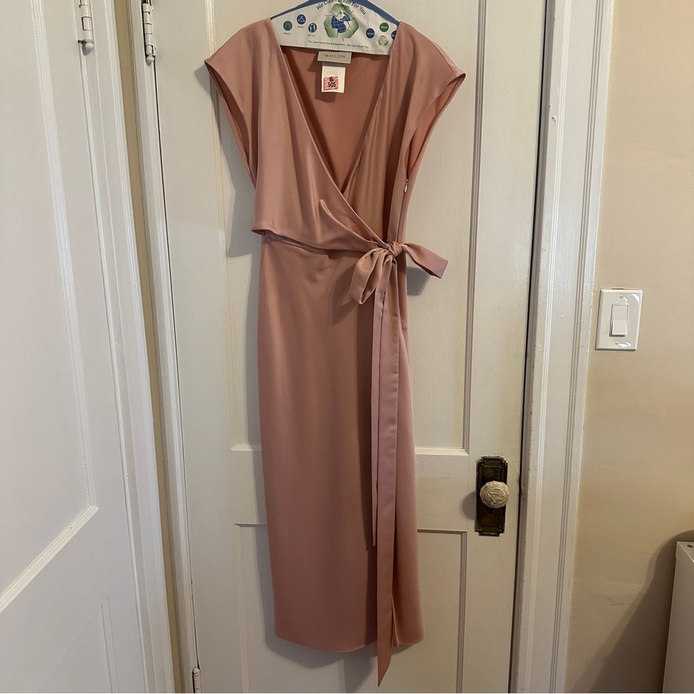 BHLDN Blush Pink Midi Wrap Dress - Picture 6 of 9